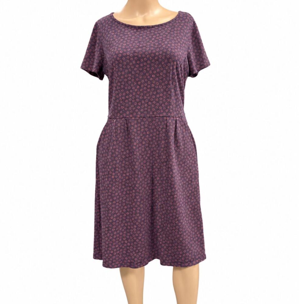 Boden Phoebe Short Sleeve Jersey Purple Floral Print Cotton Dress Sz 8 Petite